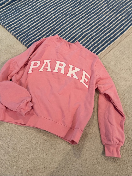 Parke Sweaters - Parker Pink Crew Sweatshirt with White Lettering